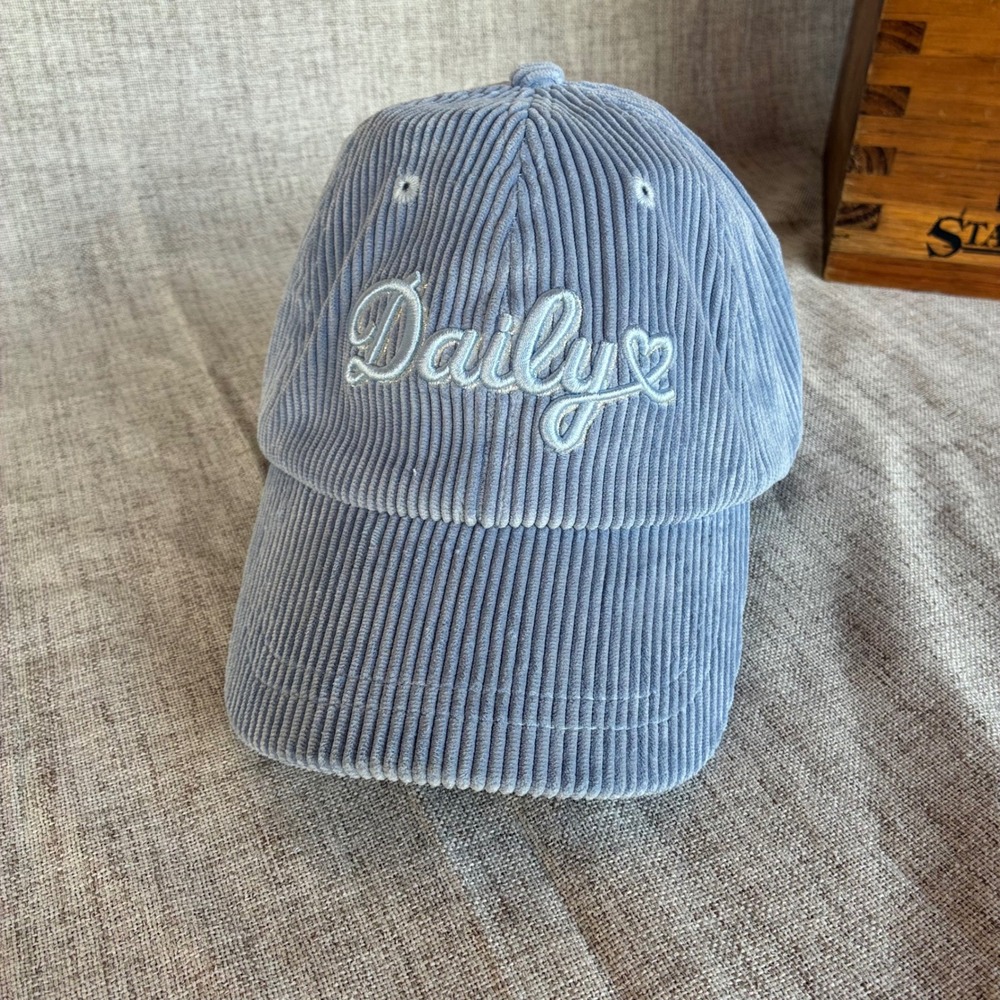 Daily Sports Corduroy Baseball Cap Light Blue OS Embroidery Logo Hat